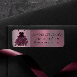 Gothic Fairy Fuchsia Gown Punk Rock Pink Address Label