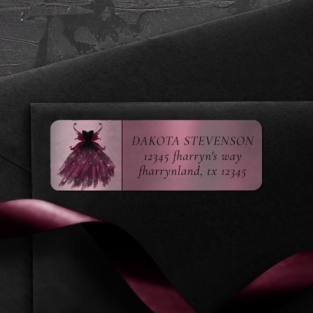 Gothic Fairy Fuchsia Gown | Punk Rock Pink Address Label (Creator Uploaded)