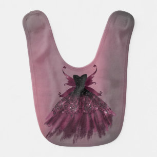 Gothic Fairy Fuchsia Gown   Punk Rock Pink Magenta Baby Bib