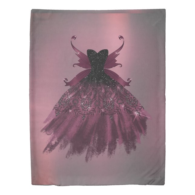 Gothic Fairy Fuchsia Gown | Punk Rock Pink Magenta Duvet Cover (Front)