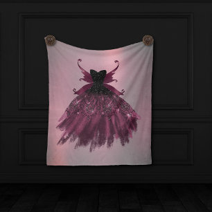 Gothic Fairy Fuchsia Gown   Punk Rock Pink Magenta Fleece Blanket