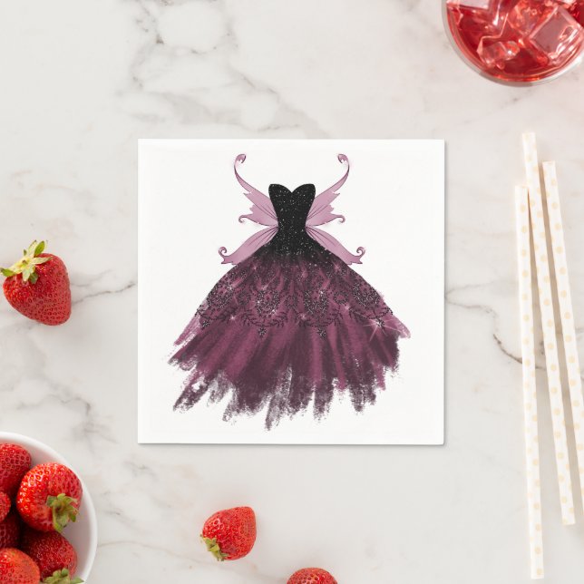 Gothic Fairy Fuchsia Gown | Punk Rock Pink Magenta Napkins (Insitu)