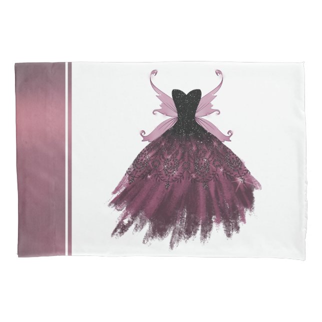 Gothic Fairy Fuchsia Gown | Punk Rock Pink Magenta Pillow Case (Front)