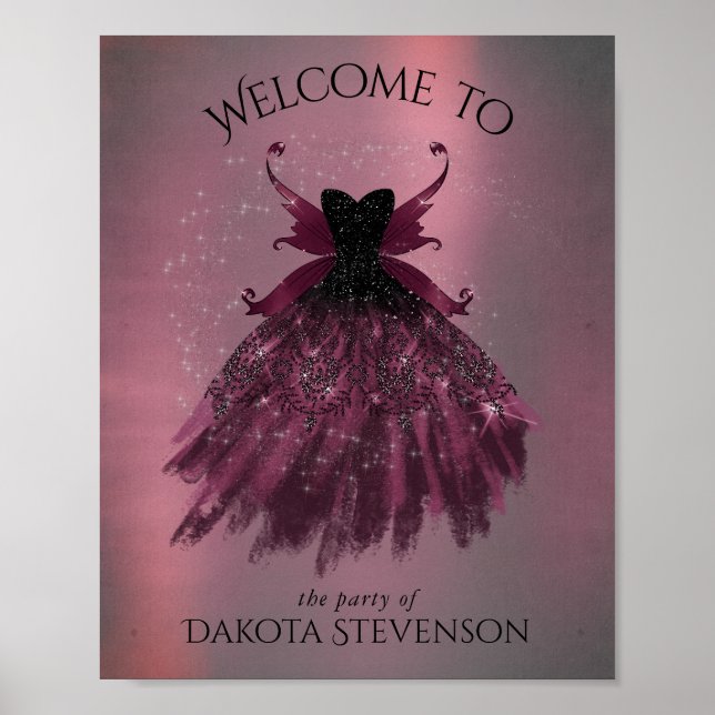 Gothic Fairy Fuchsia Gown | Punk Rock Pink Magenta Poster (Front)