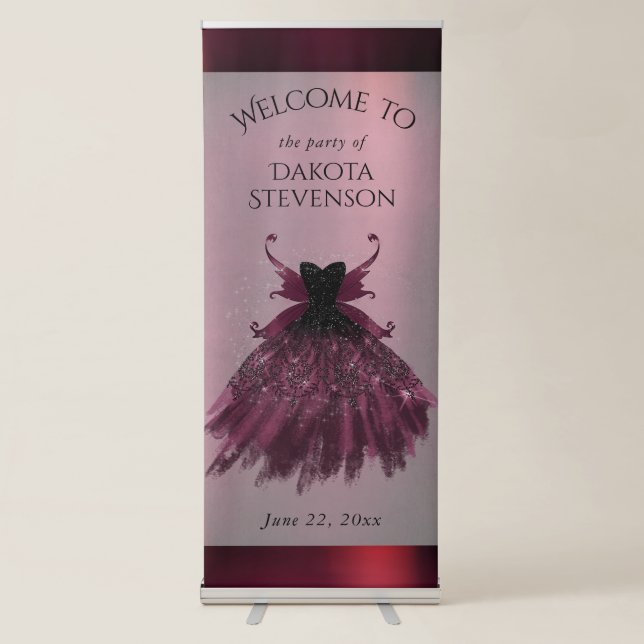 Gothic Fairy Fuchsia Gown | Punk Rock Pink Magenta Retractable Banner (Front)