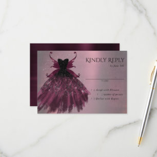 Gothic Fairy Fuchsia Gown Punk Rock Pink Magenta RSVP Card