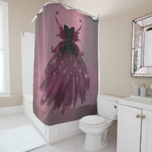 Gothic Fairy Fuchsia Gown Punk Rock Pink Magenta Shower Curtain