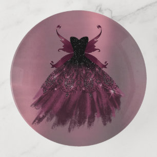 Gothic Fairy Fuchsia Gown Punk Rock Pink Magenta Trinket Tray