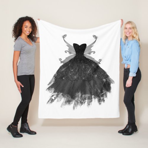 Gothic Fairy Gown  Black Vampy Glam Goth Luxury Fleece Blanket