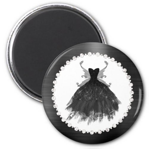 Gothic Fairy Gown  Black Vampy Glam Goth Luxury Magnet