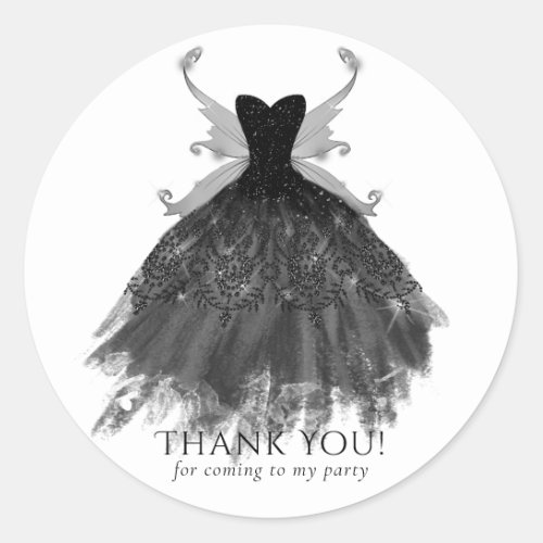 Gothic Fairy Gown  Black Vampy Glam Goth Sheen Classic Round Sticker