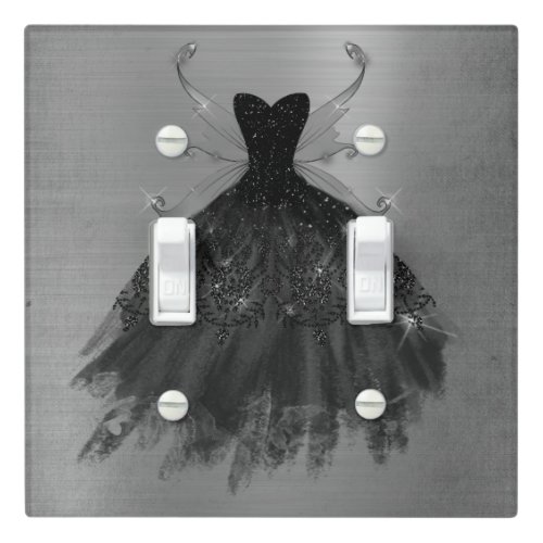 Gothic Fairy Gown  Black Vampy Glam Goth Sheen Light Switch Cover