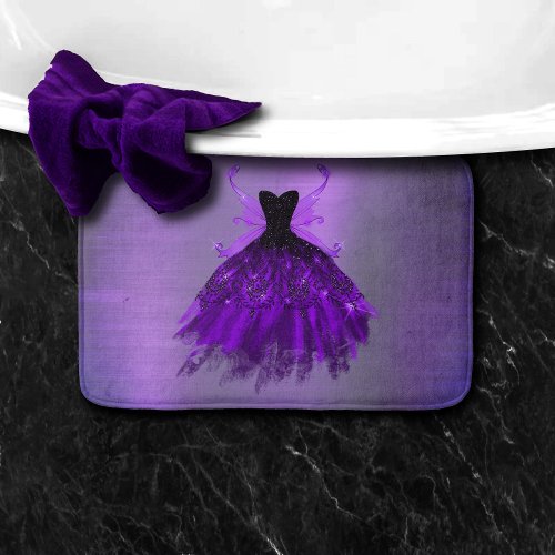 Gothic Fairy Gown  Brilliant Royal Purple Sheen Bath Mat