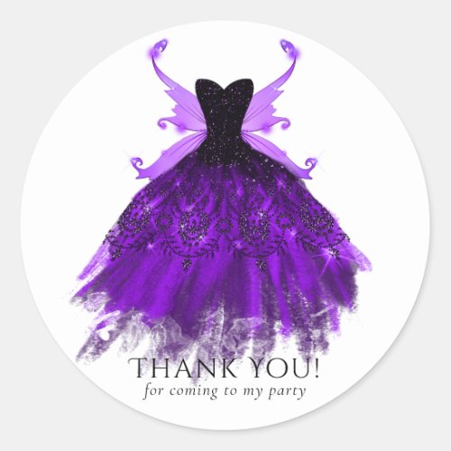Gothic Fairy Gown  Brilliant Royal Purple Sheen Classic Round Sticker