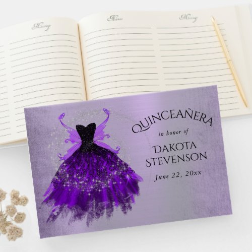Gothic Fairy Gown  Brilliant Royal Purple Sheen Guest Book