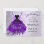 Gothic Fairy Gown | Brilliant Royal Purple Sheen Invitation (Front)