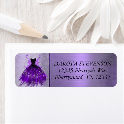 Gothic Fairy Gown  Brilliant Royal Purple Sheen Label