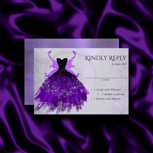 Gothic Fairy Gown  Brilliant Royal Purple Sheen RSVP Card