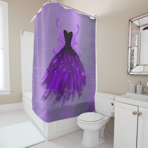 Gothic Fairy Gown  Brilliant Royal Purple Sheen Shower Curtain