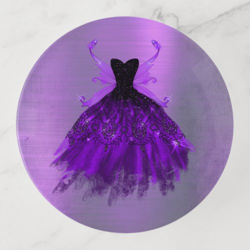 Gothic Fairy Gown  Brilliant Royal Purple Sheen Trinket Tray