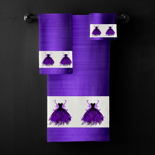 Gothic Fairy Gown  Brilliant Royal Purple Violet Bath Towel Set