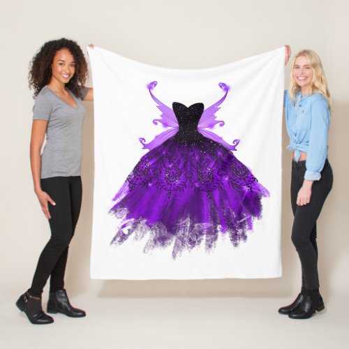 Gothic Fairy Gown  Brilliant Royal Purple Violet Fleece Blanket