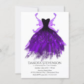 Gothic Fairy Gown | Brilliant Royal Purple Violet Invitation (Front)