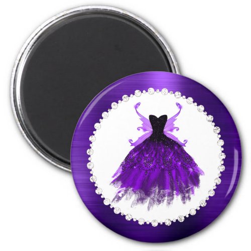 Gothic Fairy Gown  Brilliant Royal Purple Violet Magnet