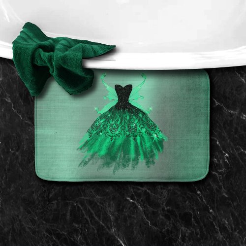 Gothic Fairy Gown  Fantasy Emerald Green Sheen Bath Mat