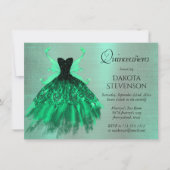 Gothic Fairy Gown | Fantasy Emerald Green Sheen Invitation (Front)