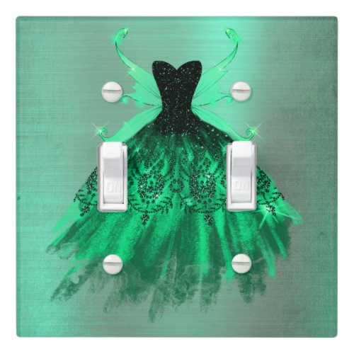 Gothic Fairy Gown  Fantasy Emerald Green Sheen Light Switch Cover