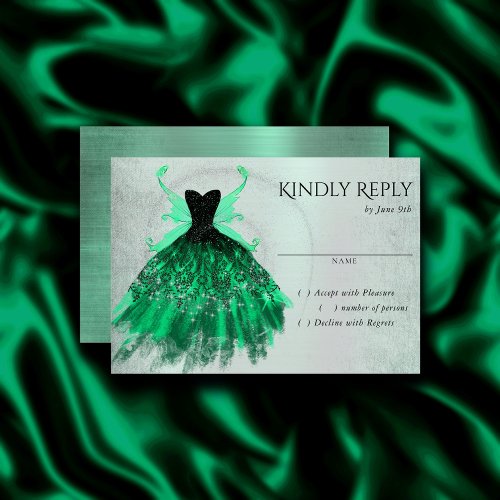 Gothic Fairy Gown  Fantasy Emerald Green Sheen RSVP Card