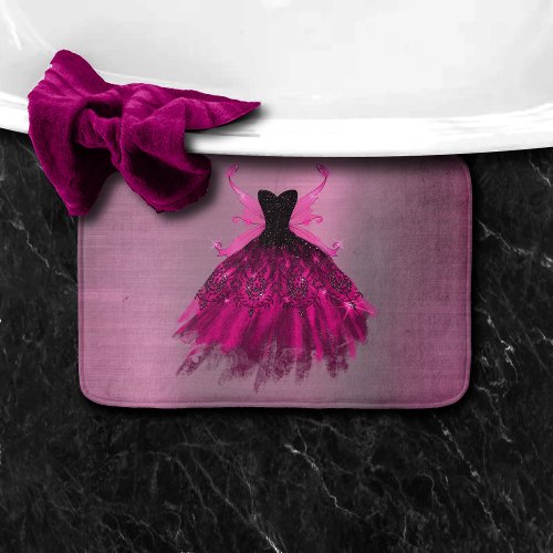 Gothic Fairy Gown  Glam Rock Hot Pink Sheen Party Bath Mat
