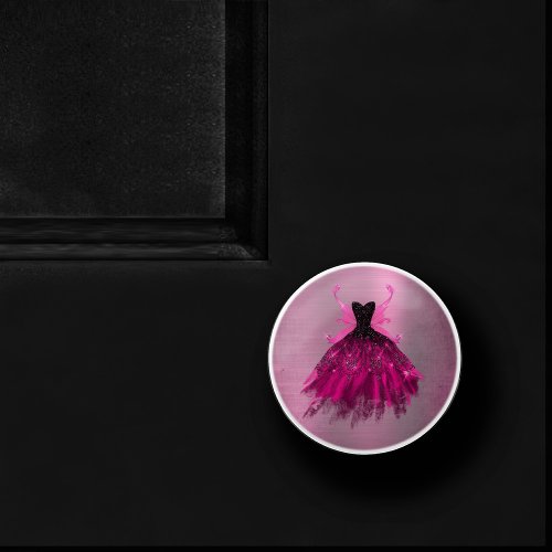 Gothic Fairy Gown  Glam Rock Hot Pink Sheen Party Ceramic Knob