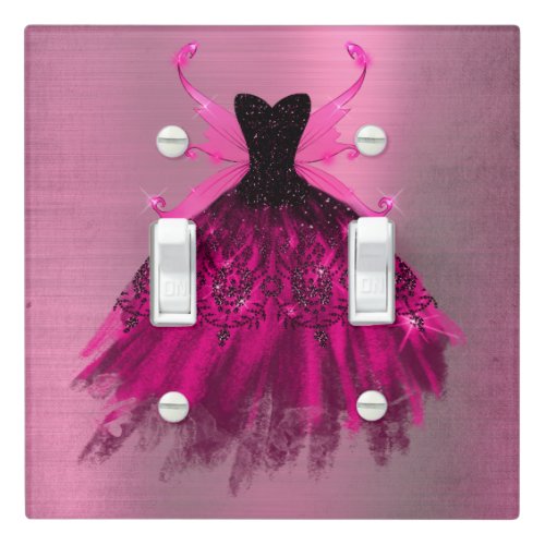 Gothic Fairy Gown  Glam Rock Hot Pink Sheen Party Light Switch Cover