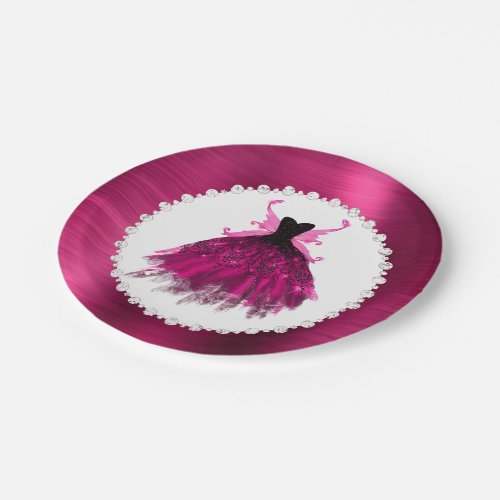 Gothic Fairy Gown  Glam Rock Magenta Hot Pink Paper Plates