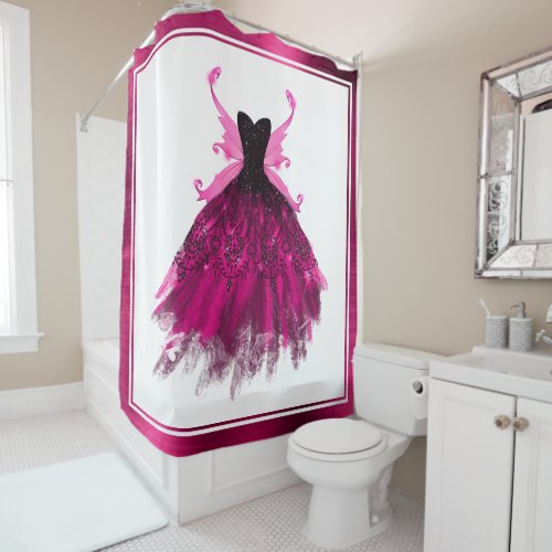 Gothic Fairy Gown  Glam Rock Magenta Hot Pink Shower Curtain