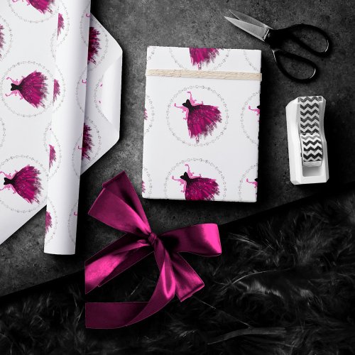 Gothic Fairy Gown  Glam Rock Magenta Hot Pink Wrapping Paper