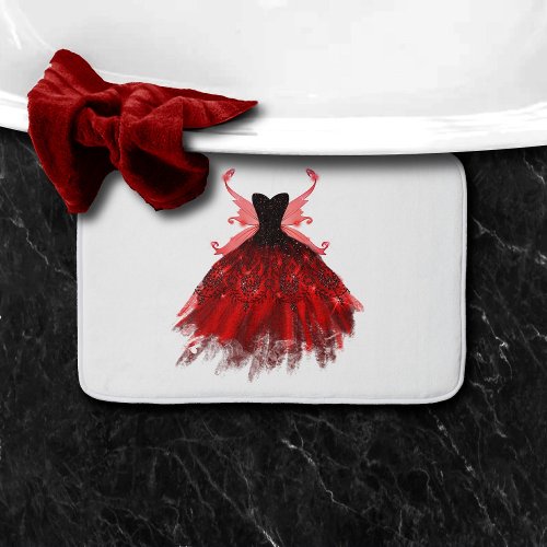 Gothic Fairy Gown  Radiant Crimson Red and Black Bath Mat