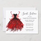 Gothic Fairy Gown | Radiant Crimson Red and Black Invitation (Front)