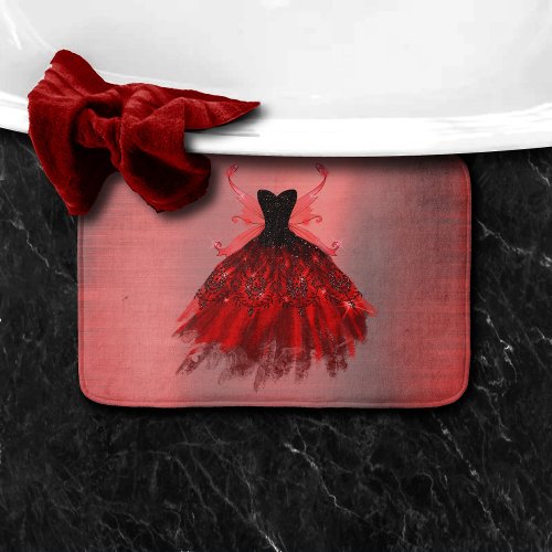 Gothic Fairy Gown  Radiant Crimson Red Sheen Bath Mat