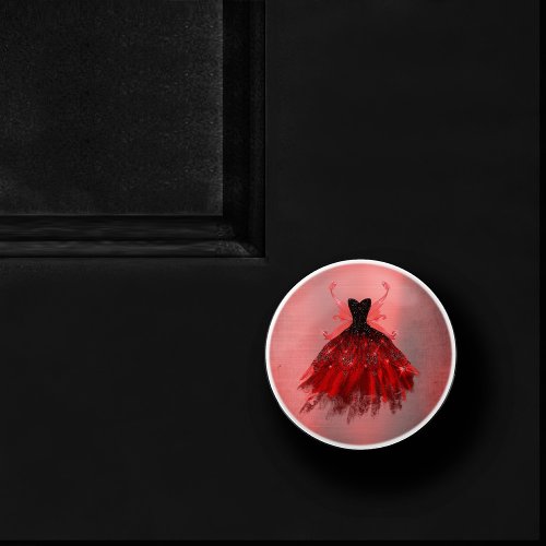 Gothic Fairy Gown  Radiant Crimson Red Sheen Ceramic Knob