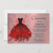 Gothic Fairy Gown | Radiant Crimson Red Sheen Invitation (Front)