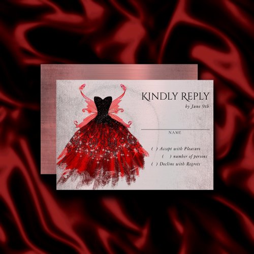 Gothic Fairy Gown  Radiant Crimson Red Sheen RSVP Card