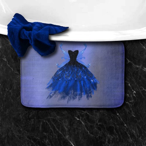 Gothic Fairy Gown  Royal Cobalt Blue Bold Sheen Bath Mat