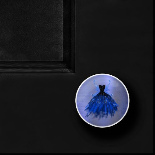 Gothic Fairy Gown  Royal Cobalt Blue Bold Sheen Ceramic Knob