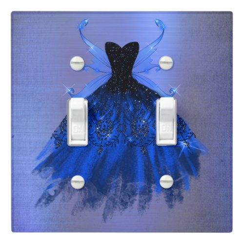 Gothic Fairy Gown  Royal Cobalt Blue Bold Sheen Light Switch Cover