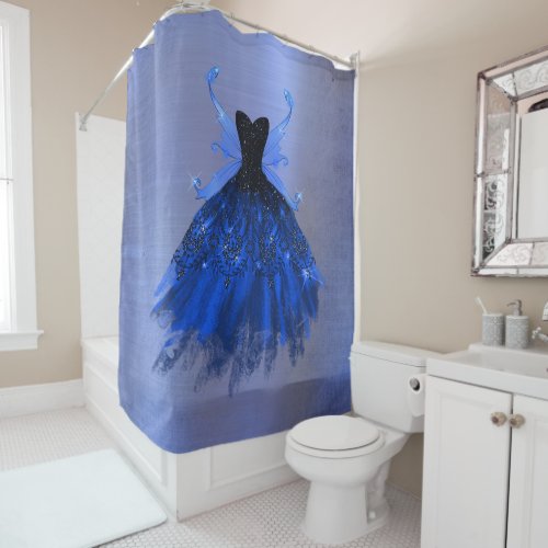 Gothic Fairy Gown  Royal Cobalt Blue Bold Sheen Shower Curtain