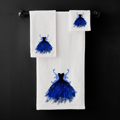 Gothic Fairy Gown  Royal Cobalt Blue Princess Bath Towel Set