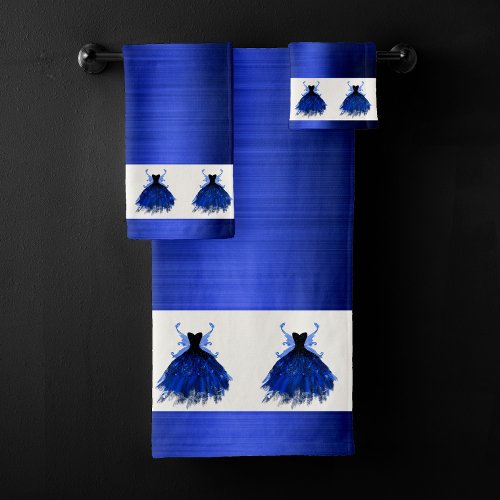 Gothic Fairy Gown  Royal Cobalt Blue Princess Bath Towel Set